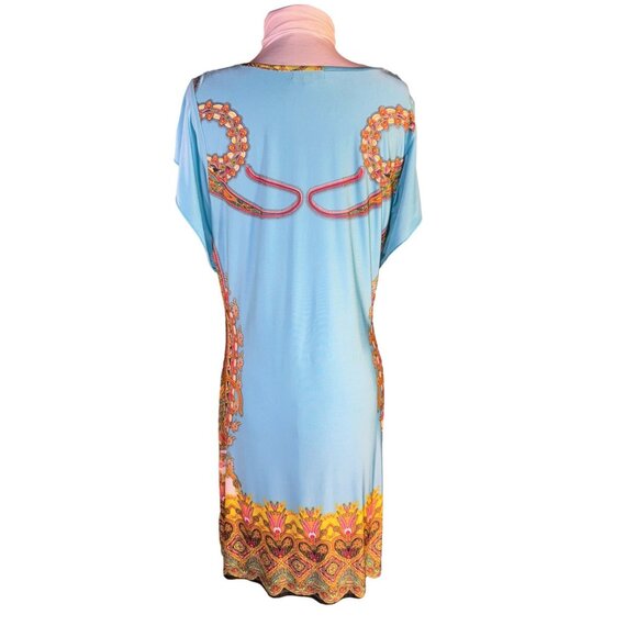 Multicolor Paisley Cowl Neck Dress By One World Size M Womens - Picture 2 of 8